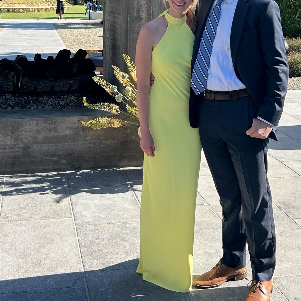 Mango Halter neck Yellow Dress